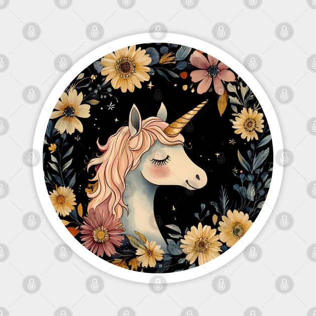 Dreamy Unicorn Art – Enchanted Mythical Creature Illustration Magnet by TuncGK